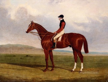 Élite flexible un cheval de course de châtaigne avec John Day jusqu’à John Frederick Herring Jr Cheval Peinture à l'huile